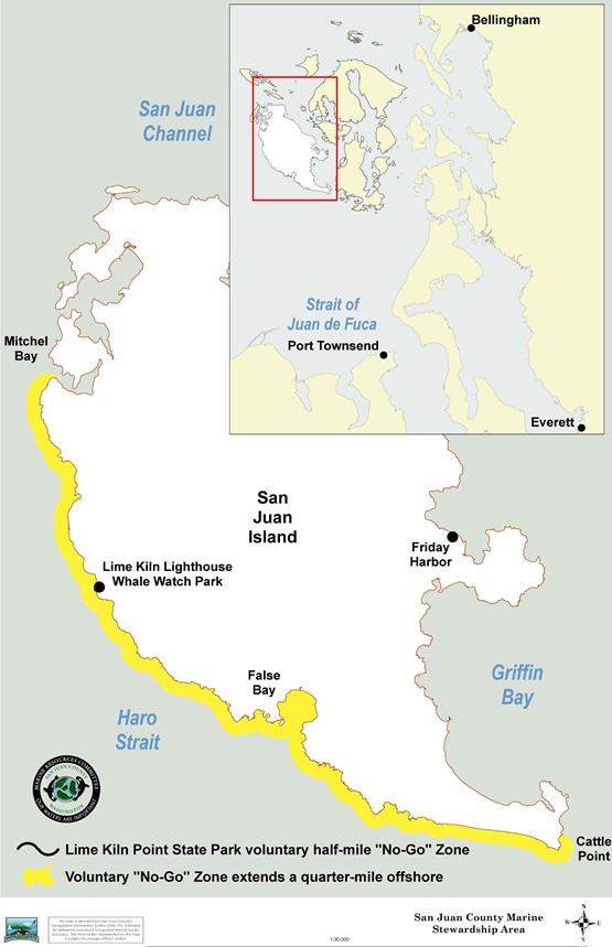 San Juan Island West Side Voluntary No-Boat Zone Map graphic